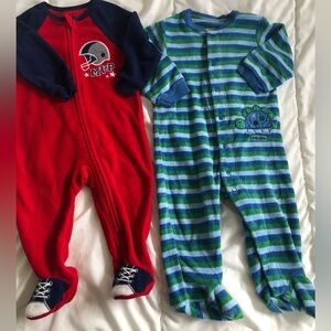 6-9m 2 pairs of footed pajamas